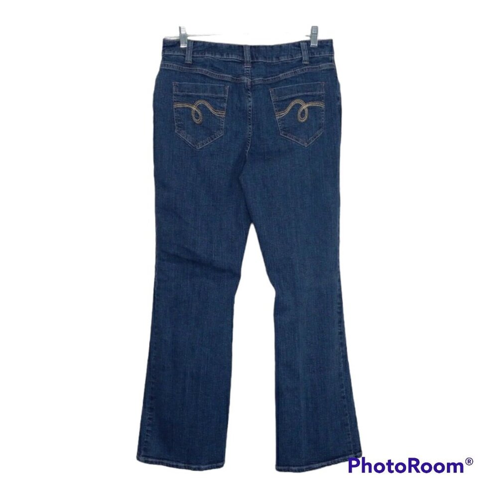 Smith's Jeans Women's 12 Dungarees Denim Blue Flare Boot Cut Mid Rise Slim Tummy